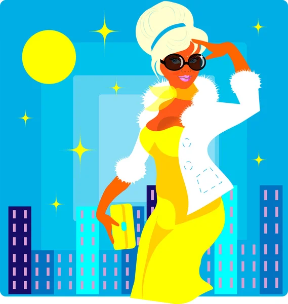 Vector fashion woman in yellow — Stock Vector