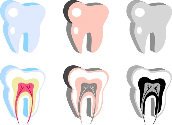 Ícones dentários médicos, esquema dentário —  Vetores de Stock