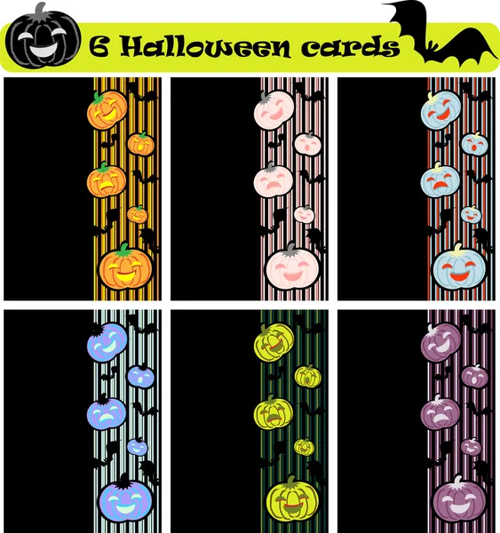 6 cartões de halloween vetoriais —  Vetores de Stock