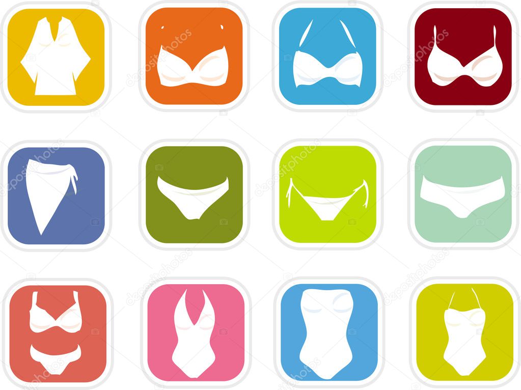 Women's sexy lingerie icons set