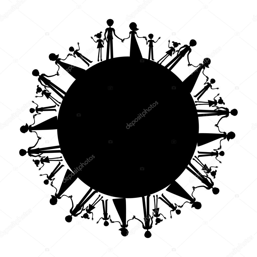 All families in the world silhouette