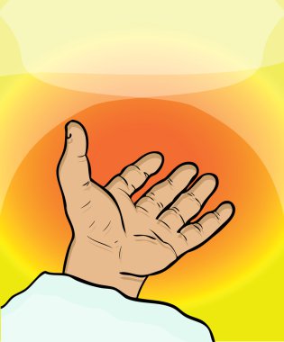 Open God's hand, help symbol, clipart