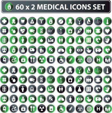 60x2 shiny Medical icons, clipart