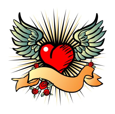 Tatto style emblem love clipart