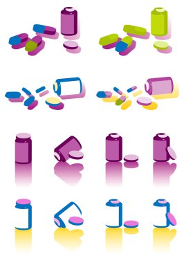 Clolor pills on white background clipart