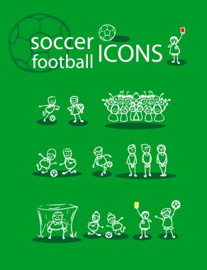 Soccer, football icons set, green clipart