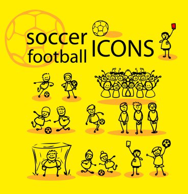 Soccer, football icons set, yellow clipart