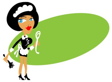 Sexy parlourmaid, woman at home clipart