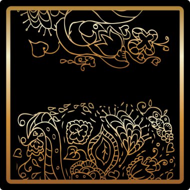 Gold flower card. stylized design clipart