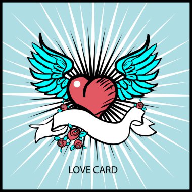 Love heart card, poster clipart