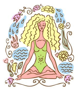 Yoga, sport woman, nature clipart