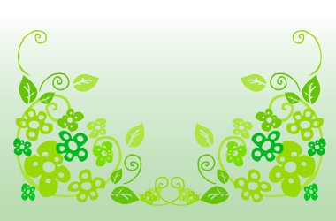 Flower frame, green floral background