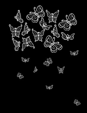 White butterfly isolated on black clipart