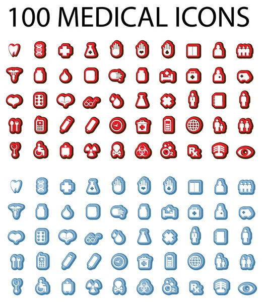100 medizinische Symbole gesetzt — Stockfoto