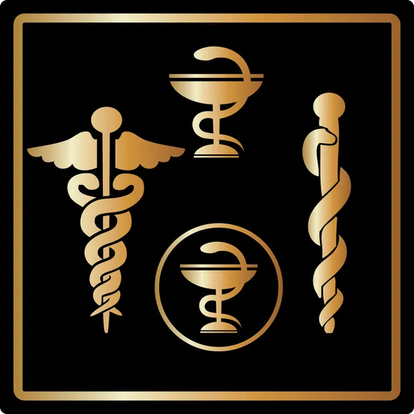 Altın sağlık kartı simgeleri — Stok fotoğraf