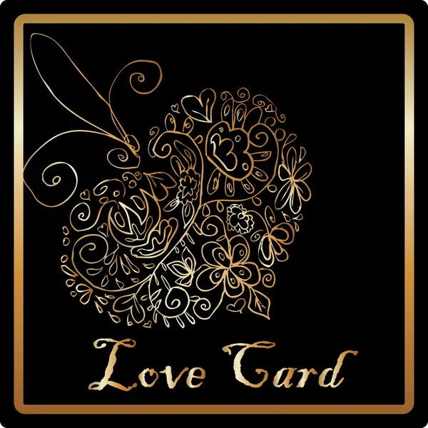 Guld eleganta kärlek hjärtat kort — Stockfoto