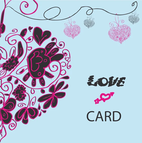 Liefde valse papieren kaart, krullend hart — Stockfoto