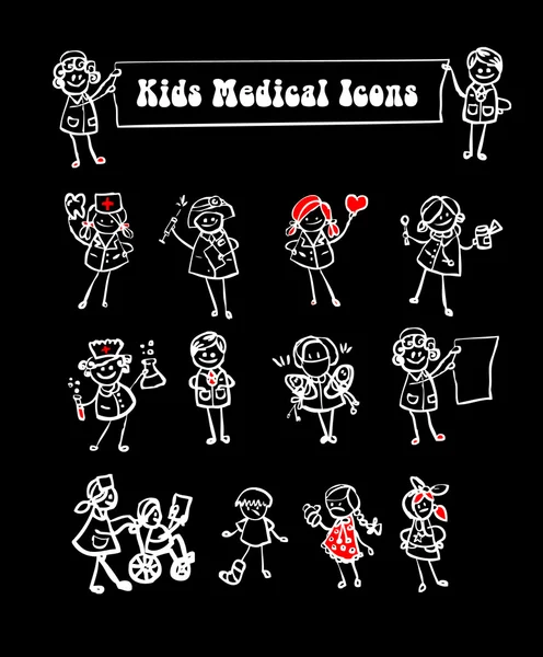 Black background medical icons set — Stock Photo, Image