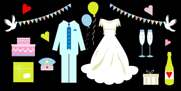 Wedding icons set, card, — Stock Photo, Image