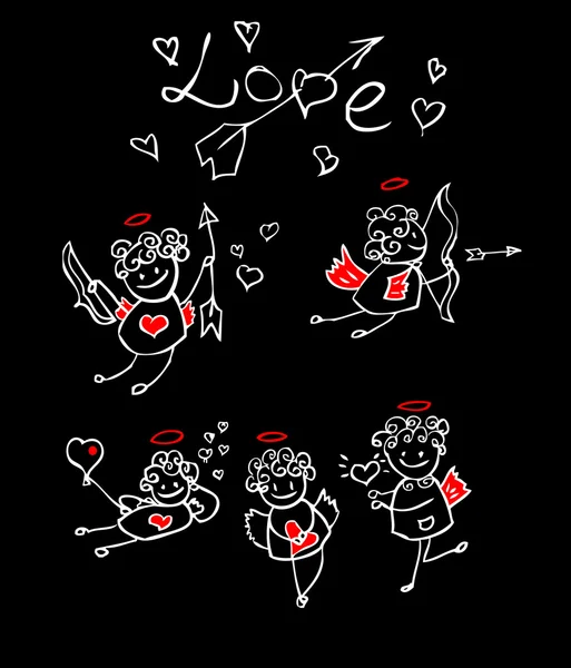 Karikatúra, szerelem, valentin angyal — Stock Fotó