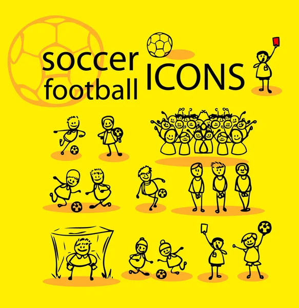 Piłka nożna, piłka nożna zestaw ikon, żółty — Zdjęcie stockowe