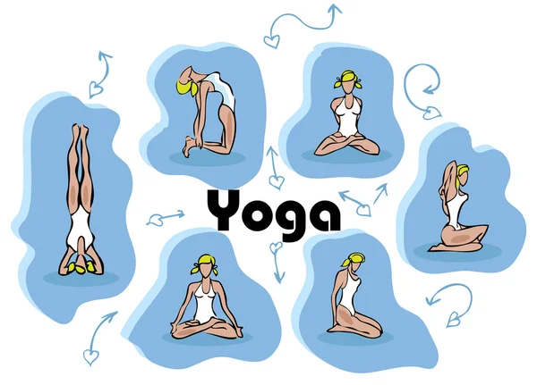 Yoga vrouw blauw — Stockfoto