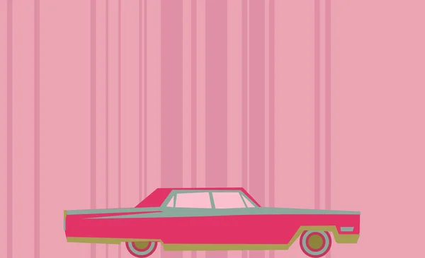 Vintage bil kort, rosa retro stil — Stockfoto