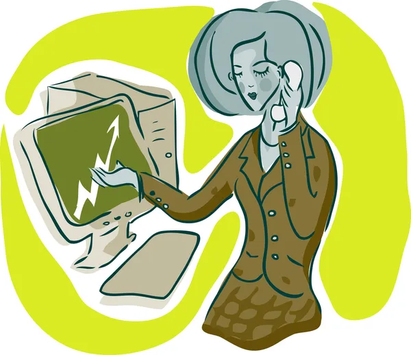 Bisiness woman at work emblem — Stock Photo, Image