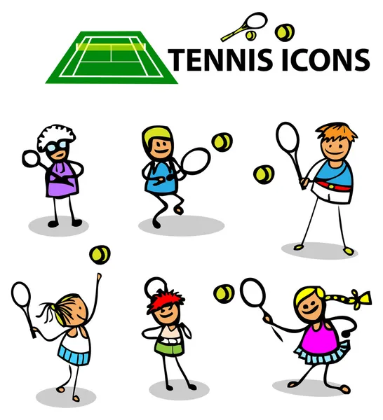 Tennis icons, fake cartoon sport — Stock Photo, Image