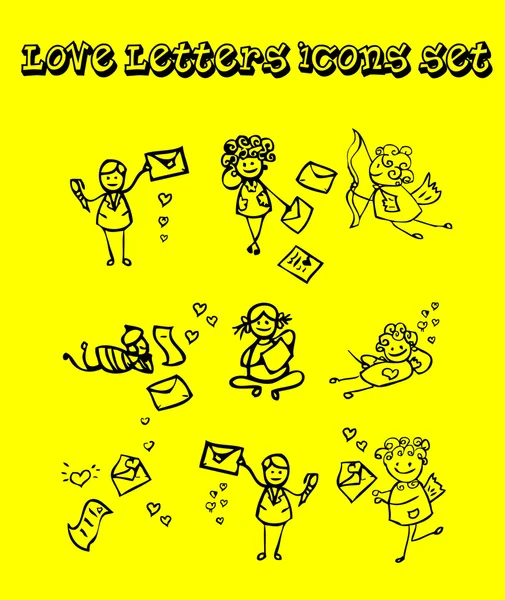 Conjunto de iconos de cartas de amor , —  Fotos de Stock