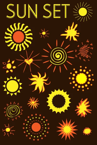 stock image Big sun icons set,