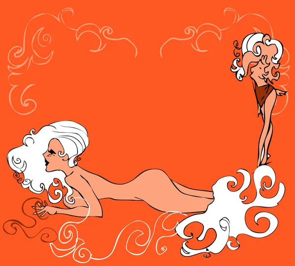 Nude sexy woman, sirene card — Stock Photo, Image