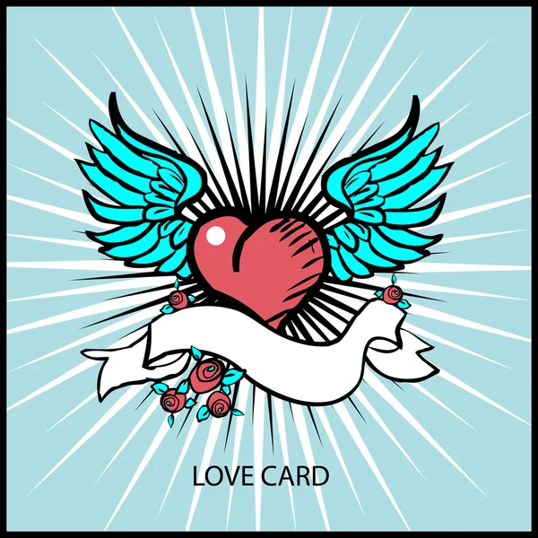 Cartão de coração de amor, cartaz — Fotografia de Stock