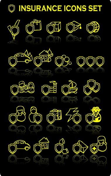 stock image Black background insurance icons