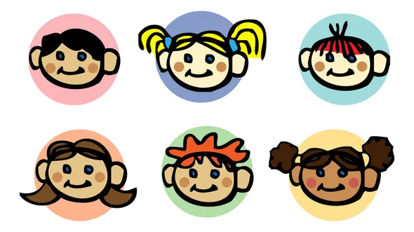Família feliz crianças ícones conjunto — Fotografia de Stock