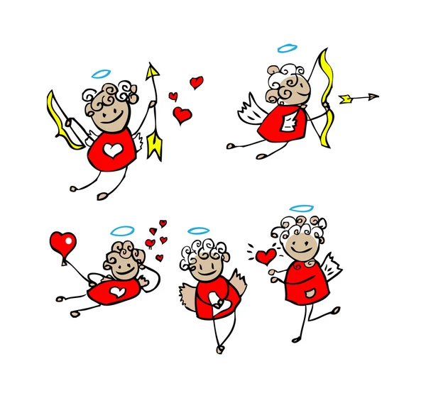 만화 사랑, 발렌틴의 천사 — 스톡 사진