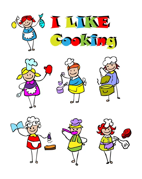 Juego de iconos de cocina de dibujos animados — Foto de Stock