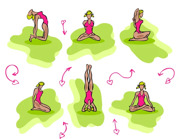 Yoga kadın yeşil — Stok fotoğraf