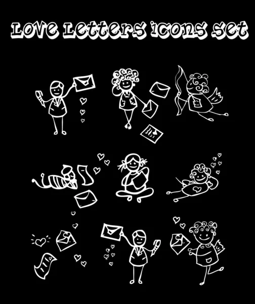 Fondo negro amor letras iconos conjunto — Foto de Stock