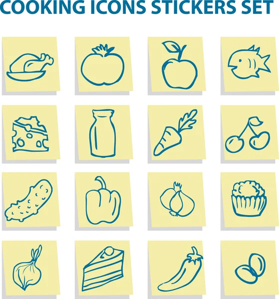 Lebensmittel Icons Aufkleber Set — Stockfoto