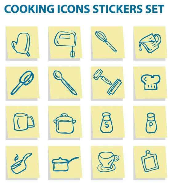 Koken pictogrammen stickers set, — Stockfoto