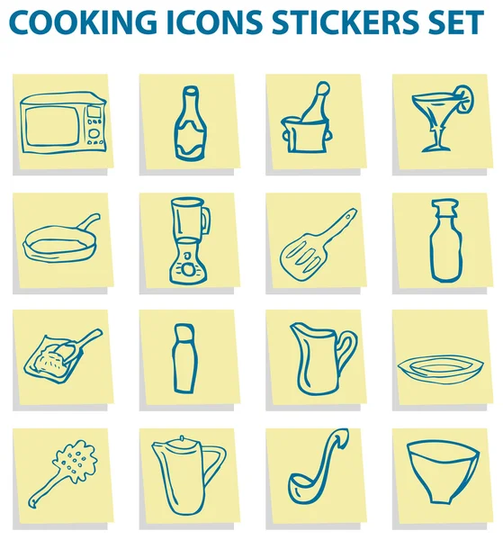 Kochen Ikonen Aufkleber Set — Stockfoto