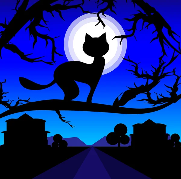 แมวโดดเดี่ยวบนต้นไม้ — ภาพถ่ายสต็อก