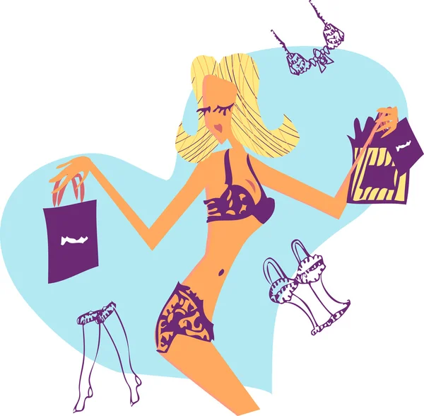 Shopping Frau Emblem 1 — Stockfoto