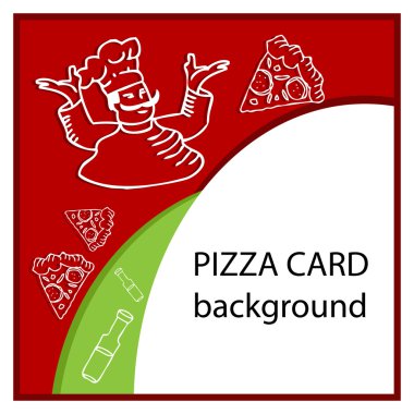 Pizza card, fake food paper background clipart