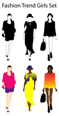 Fashion woman trend set clothes clipart