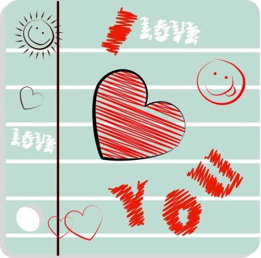 Fake paper love card, congratulations, love emb clipart