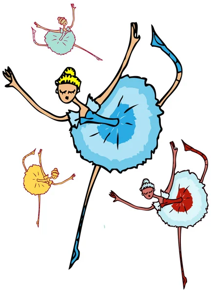 芭蕾舞蹈家女人，卡通组图标 — 图库照片