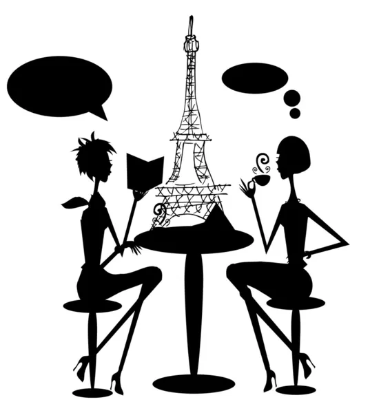 Kobiety we Francji Paryż mają czas do kawy z e — Zdjęcie stockowe