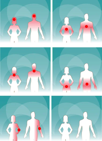 Medische man & vrouw, menselijk lichaam pain.head, nek, — Stockfoto